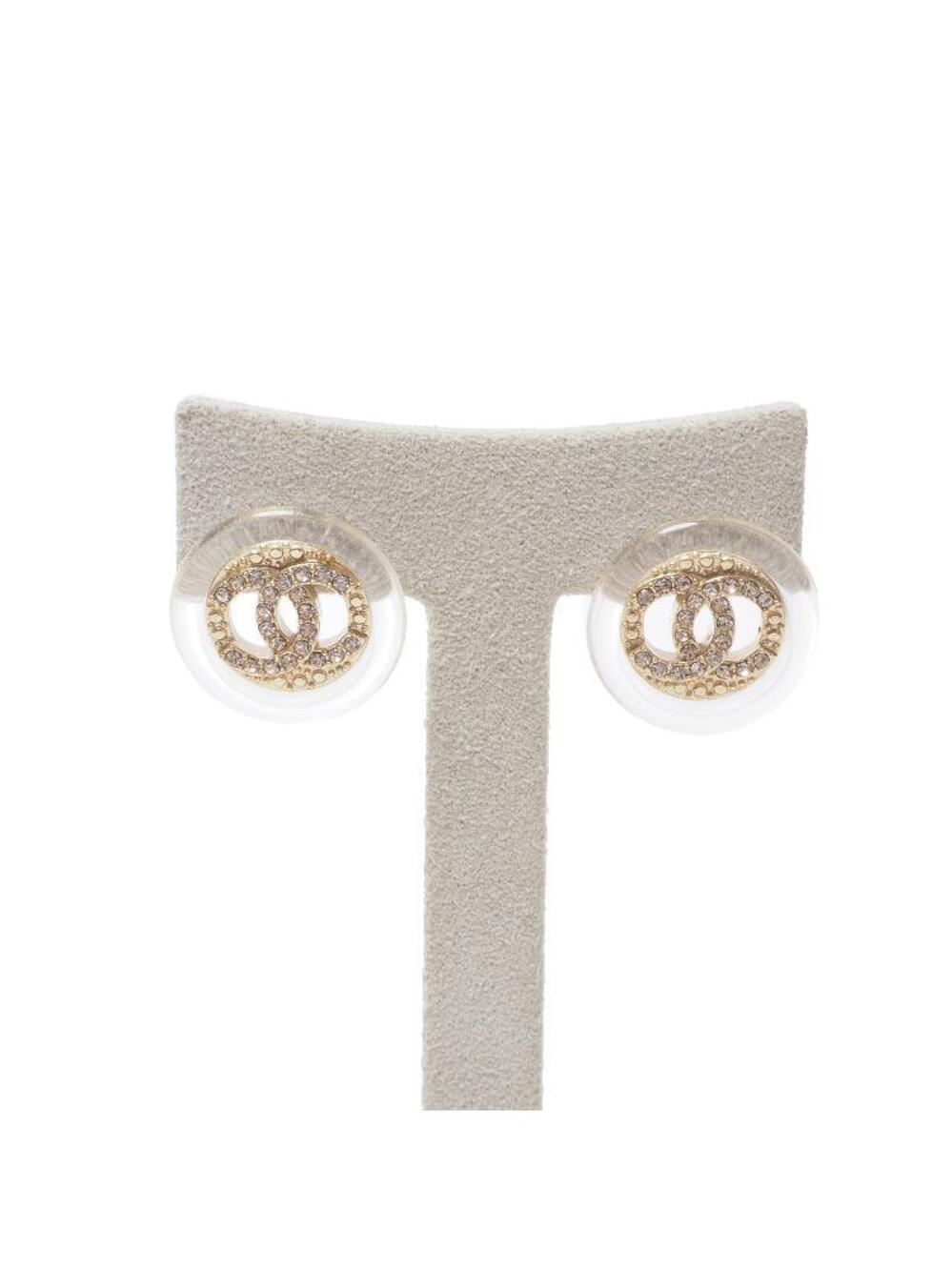 Chanel Cc Logo Round Cubic Earrings #358788C51B